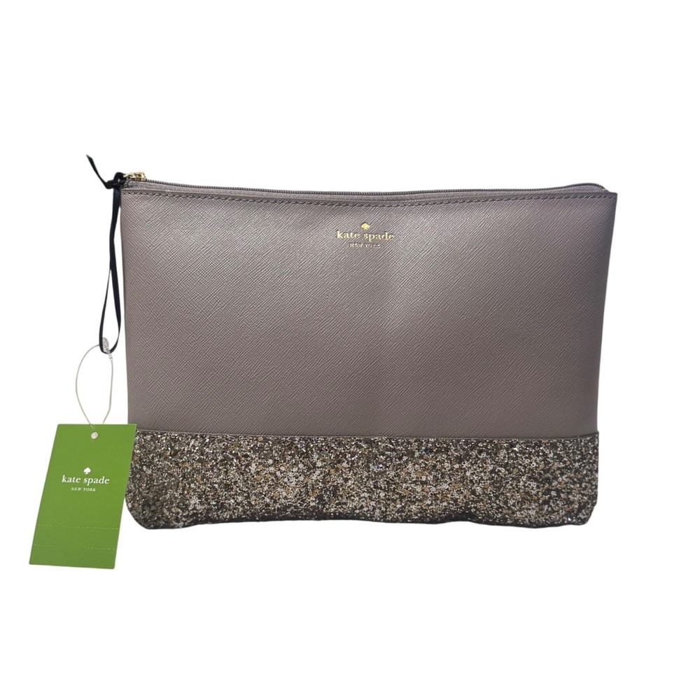 Kate Spade Gia Greta Court Clutch‎ Womens OS Cityscape Grey NWT Glitter WLRU5216
